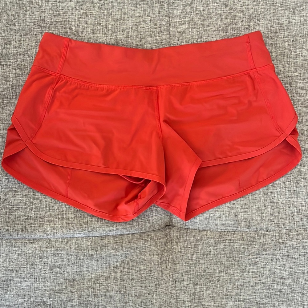 Lululemon speed shorts. Size 6 in orange/peach color